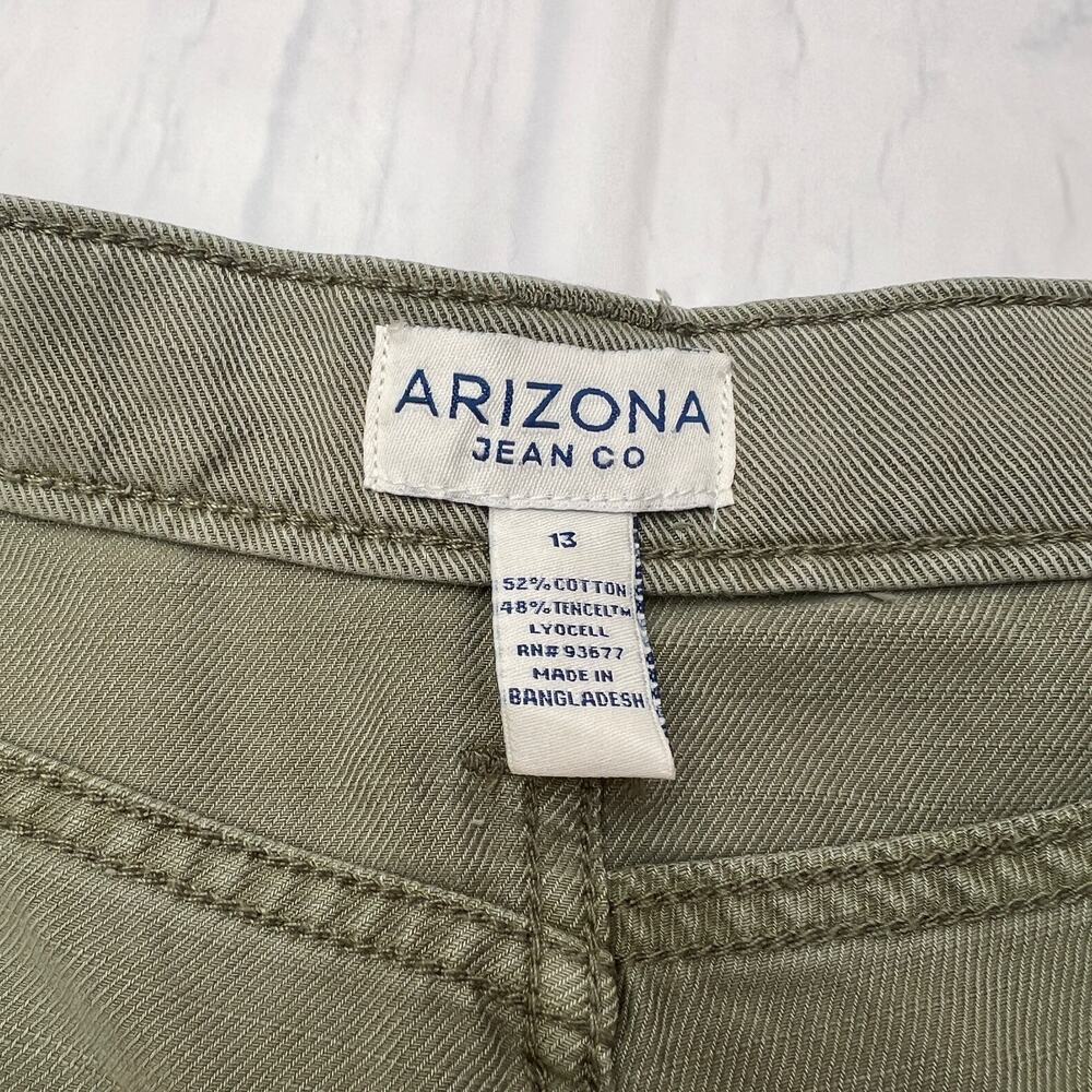Arizona Women's High-Rise Straight Cargo Green Pant-Juniors Size 13 - Picture 9 of 10